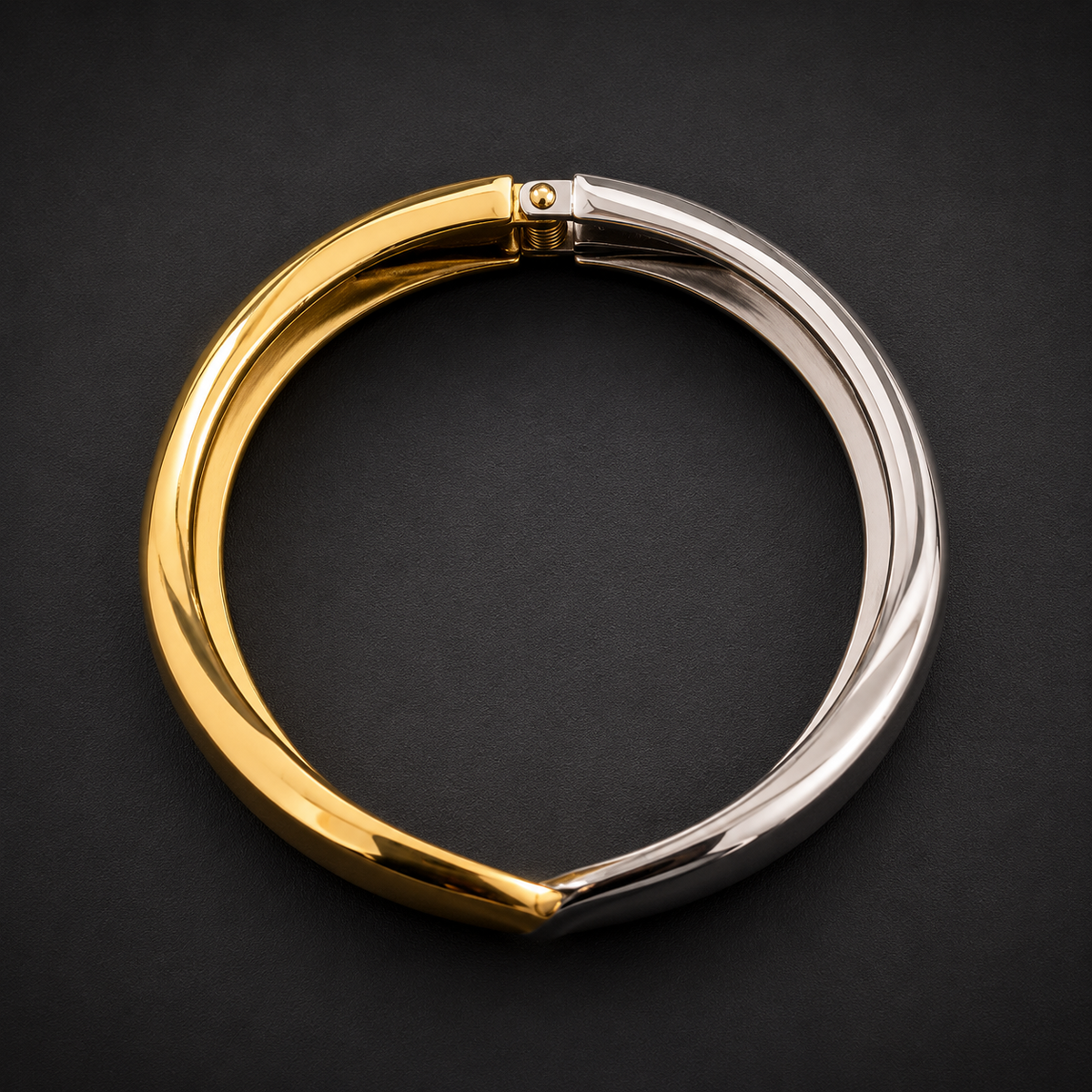 Dual Tone Twist Designer Bracelet for Women | Gold & Silver Finish Statement Bangle