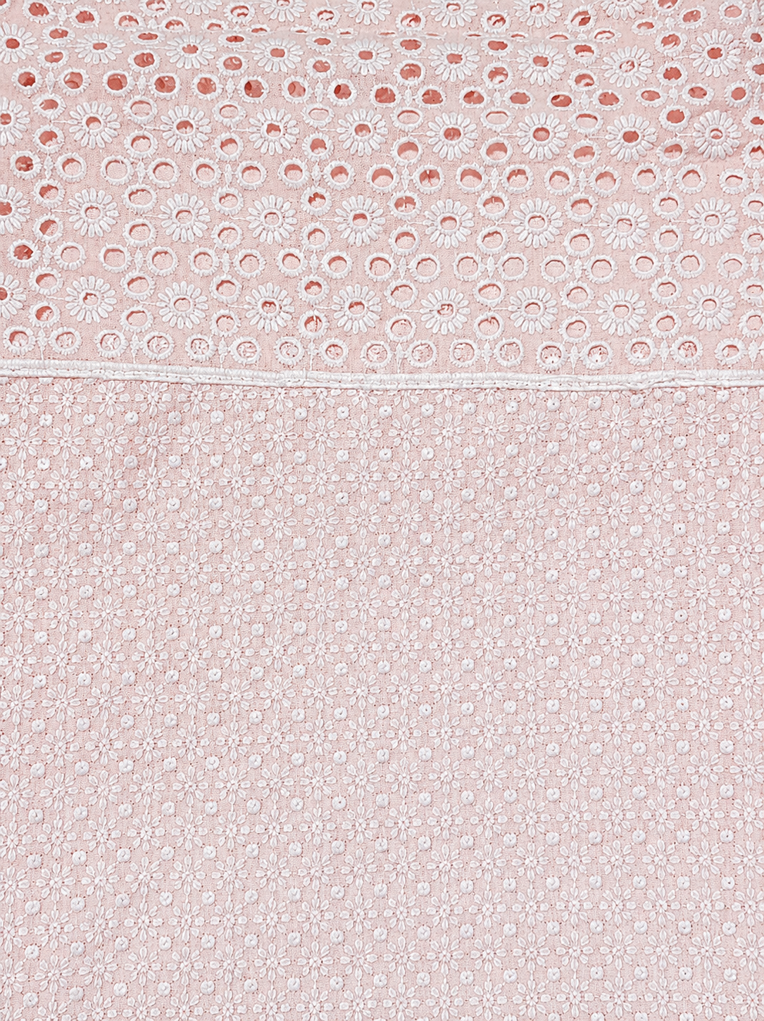 Blush Pink Embroidered Unstitched Suit with Multicolor Floral Neck Panel & Dupatta