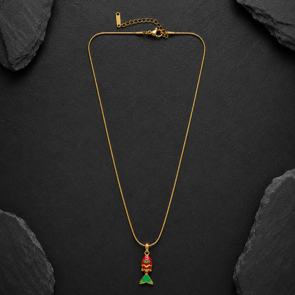Colorful Enamel Fish Pendant Necklace