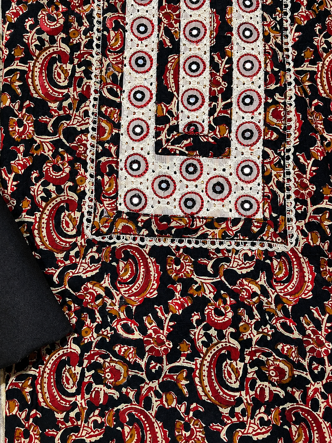 Black & Ivory Traditional Printed Unstitched Suit Set with Elegant Dupatta