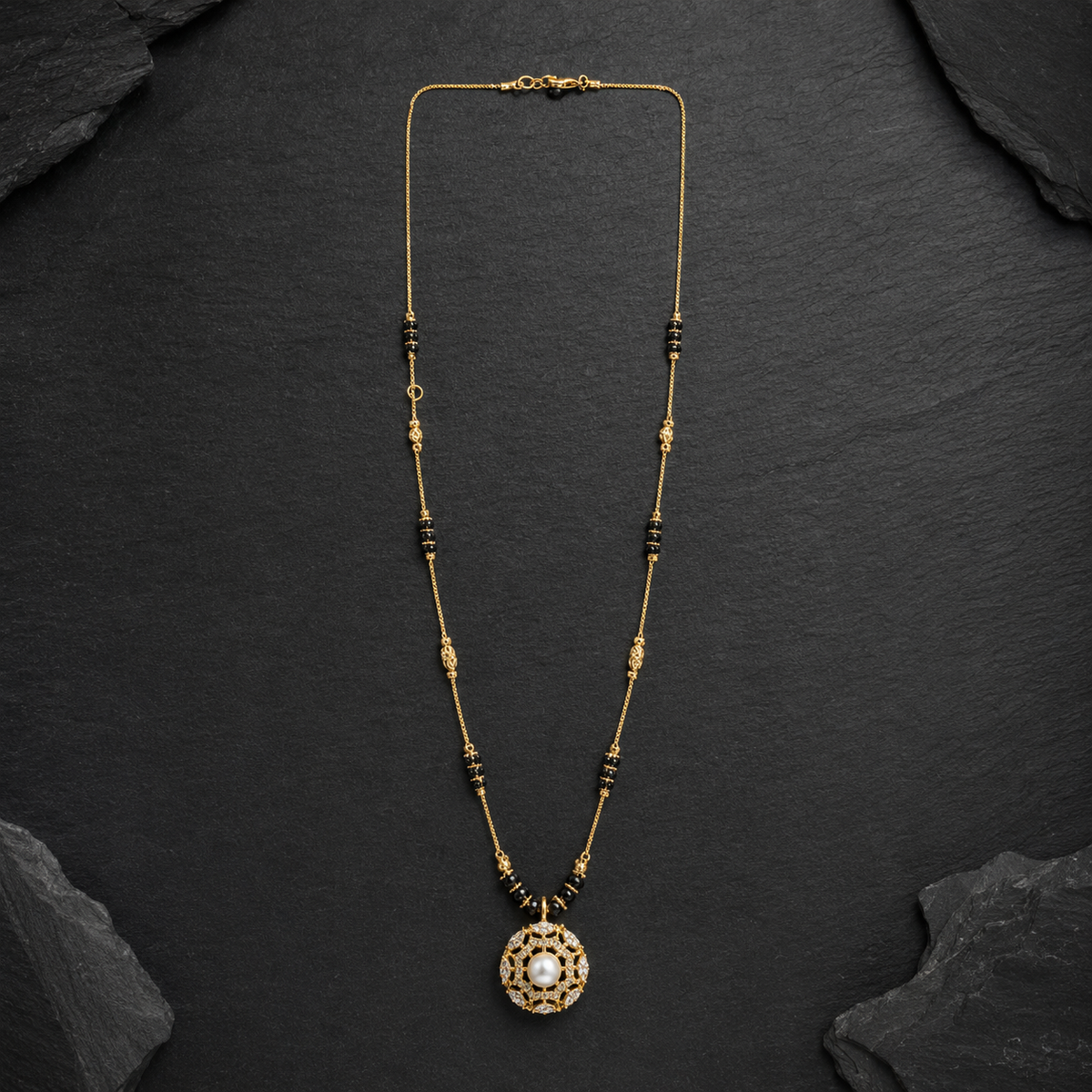 Royal Pearl Floral Pendant Mangalsutra Necklace