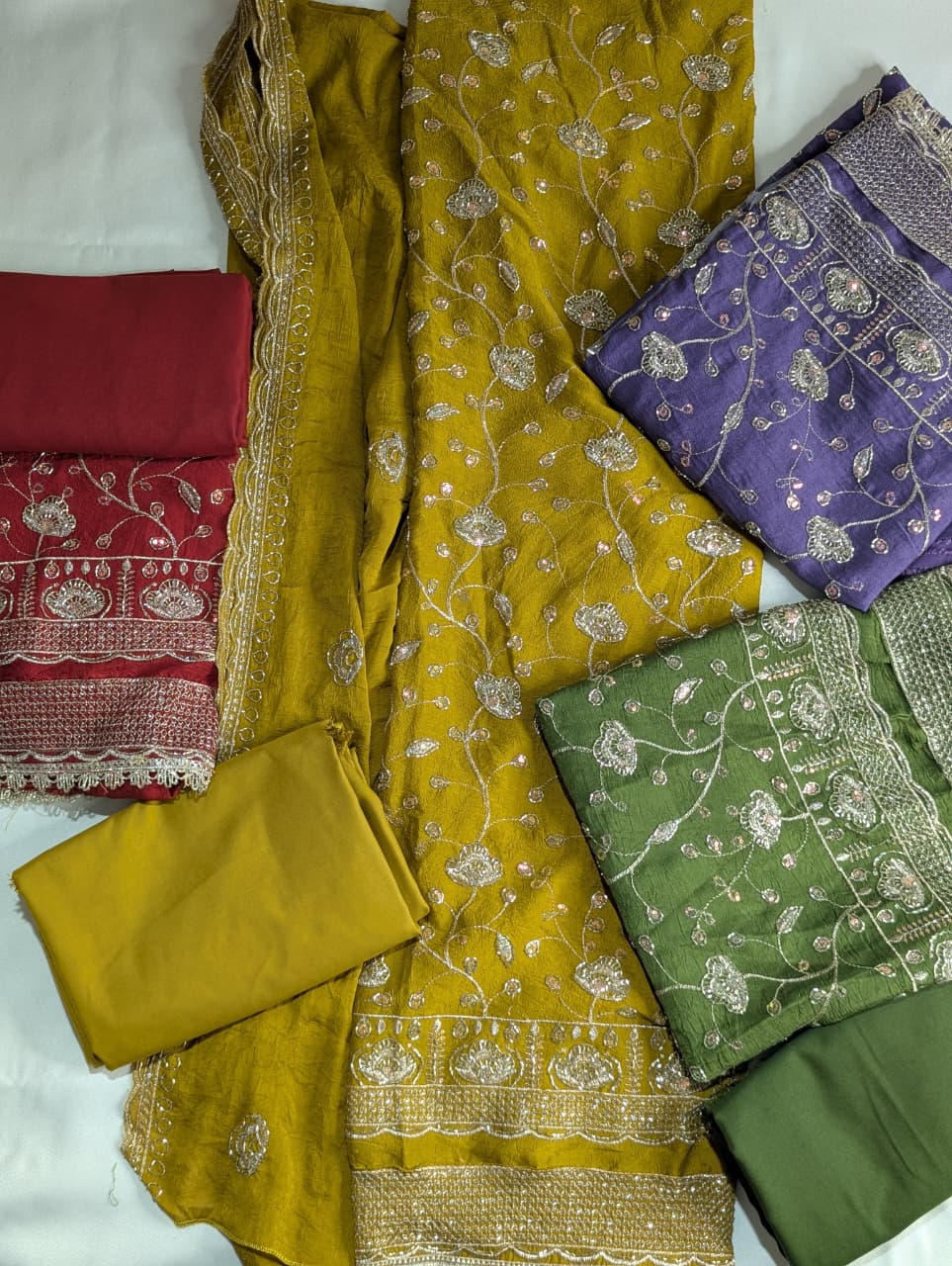 Embroidered Premium Suit Set with Dupatta- 4 Colors