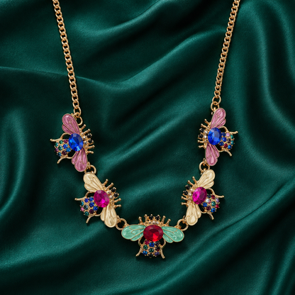 Colorful Bee Charm Statement Necklace for Women