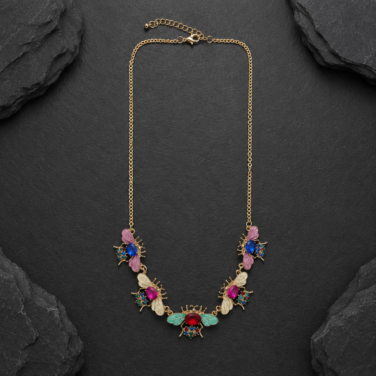 Colorful Bee Charm Statement Necklace for Women