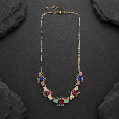 Colorful Bee Charm Statement Necklace for Women