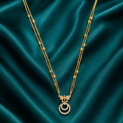 Elegant Dual-Strand Crystal Circle Pendant Necklace