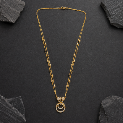 Elegant Dual-Strand Crystal Circle Pendant Necklace