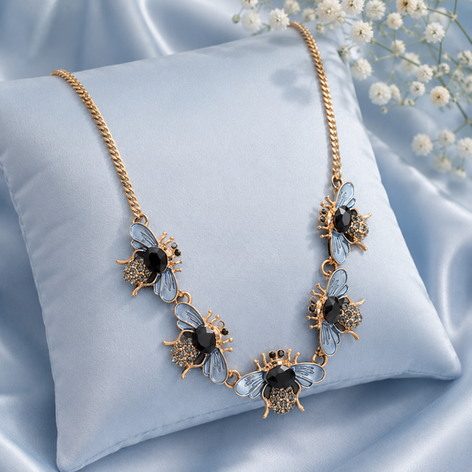 Vintage Bee Charm Statement Necklace