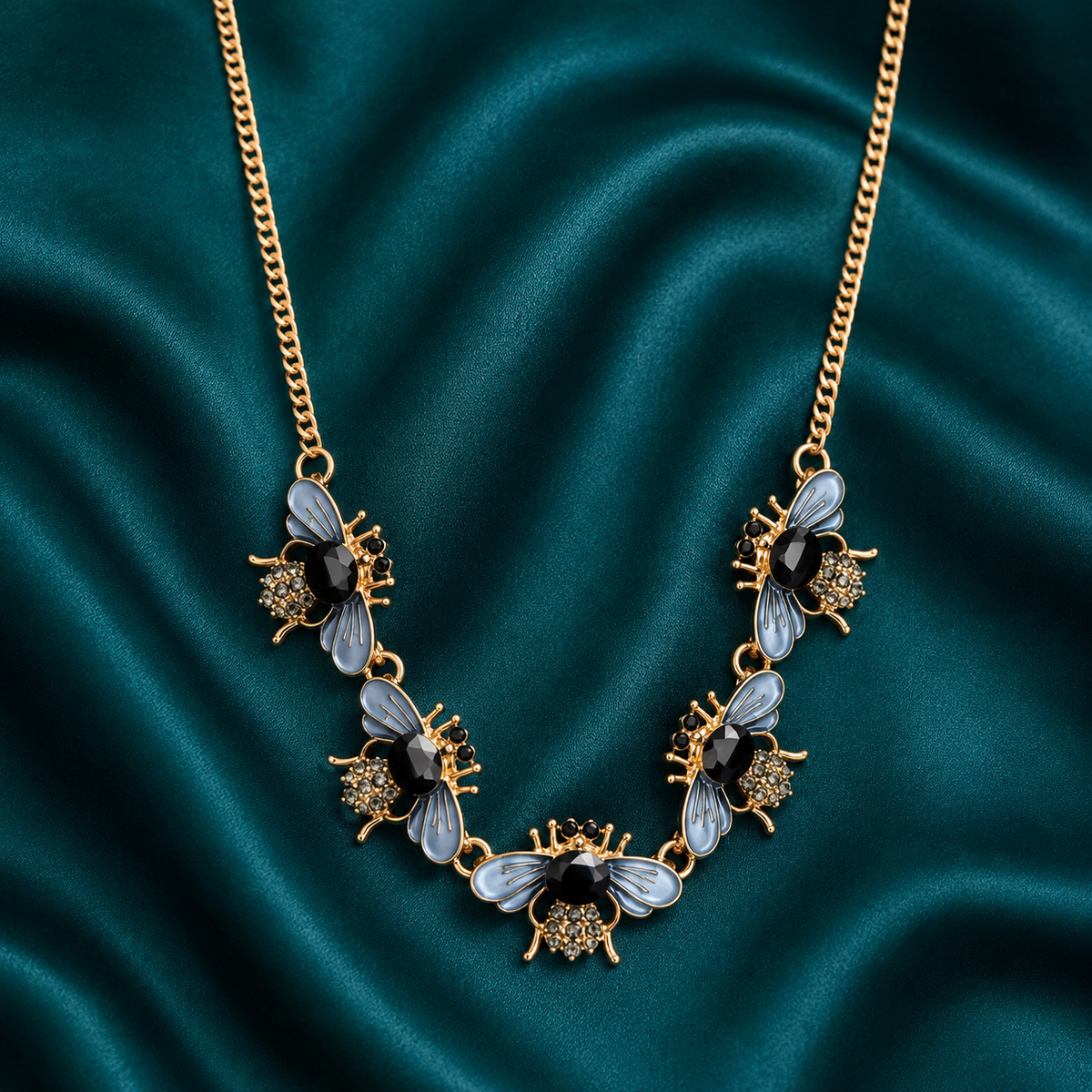 Vintage Bee Charm Statement Necklace