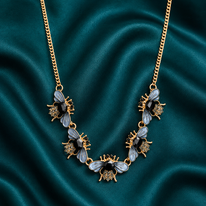 Vintage Bee Charm Statement Necklace