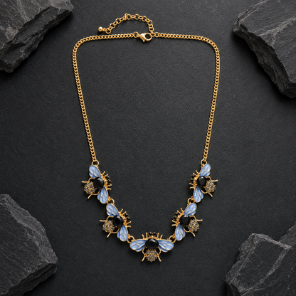 Vintage Bee Charm Statement Necklace
