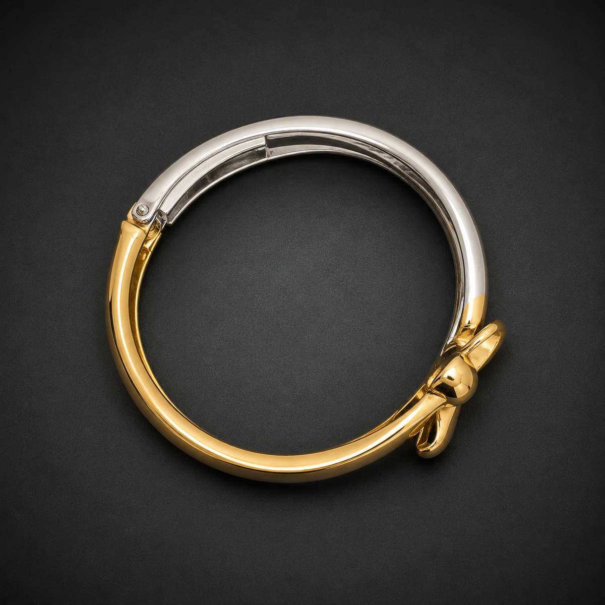 Dual Tone Knot Design Bracelet for Women | Gold & Silver Elegant Statement Bangle