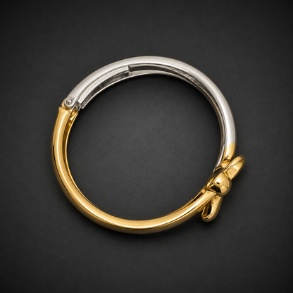 Dual Tone Knot Design Bracelet for Women | Gold & Silver Elegant Statement Bangle