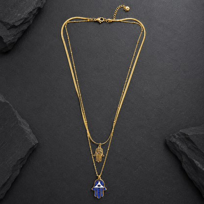 Gold Layered Hamsa Evil Eye Pendant Necklace for Women
