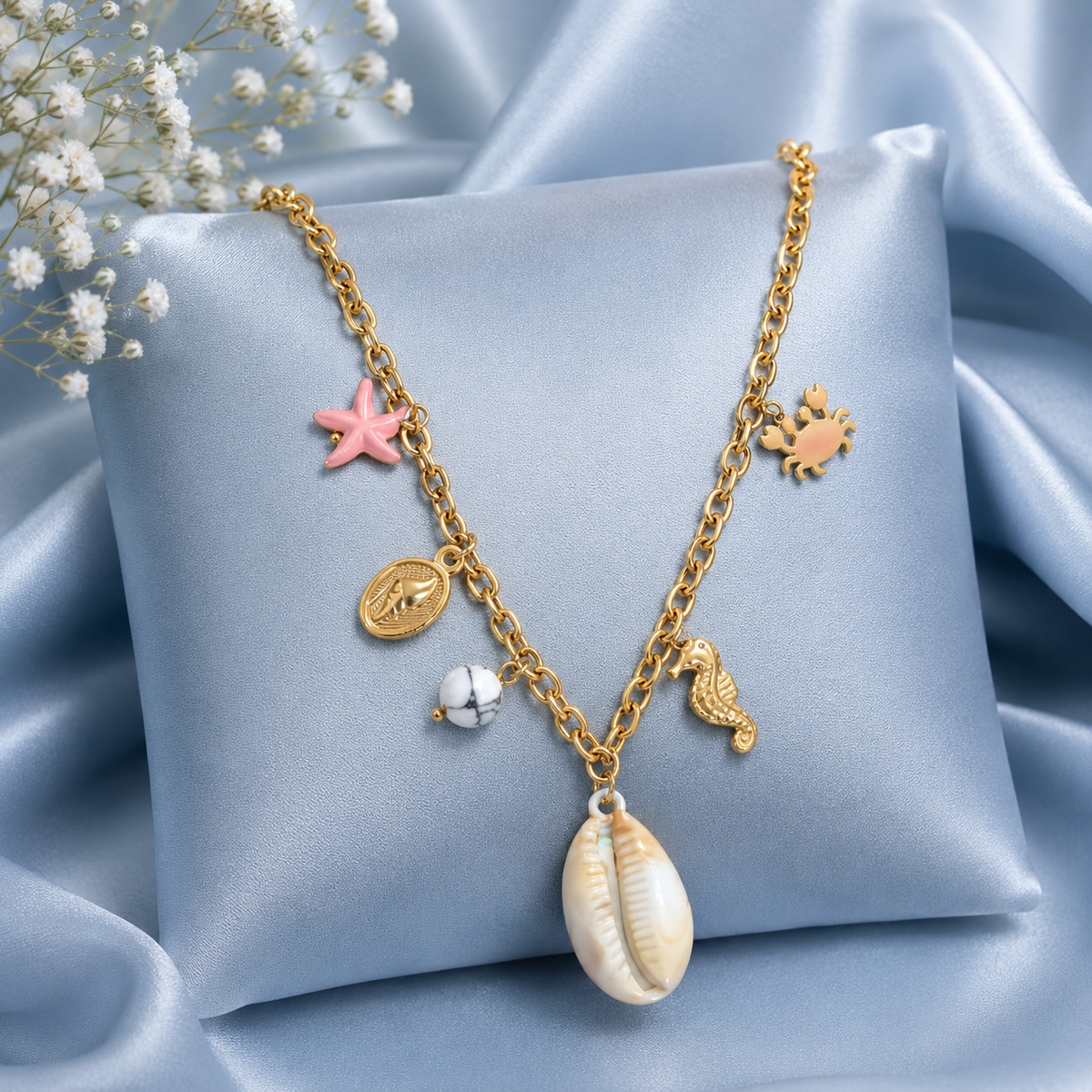 Ocean Muse Charm Gold Necklace
