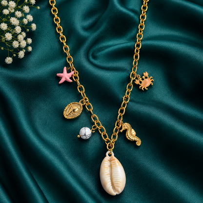 Ocean Muse Charm Gold Necklace
