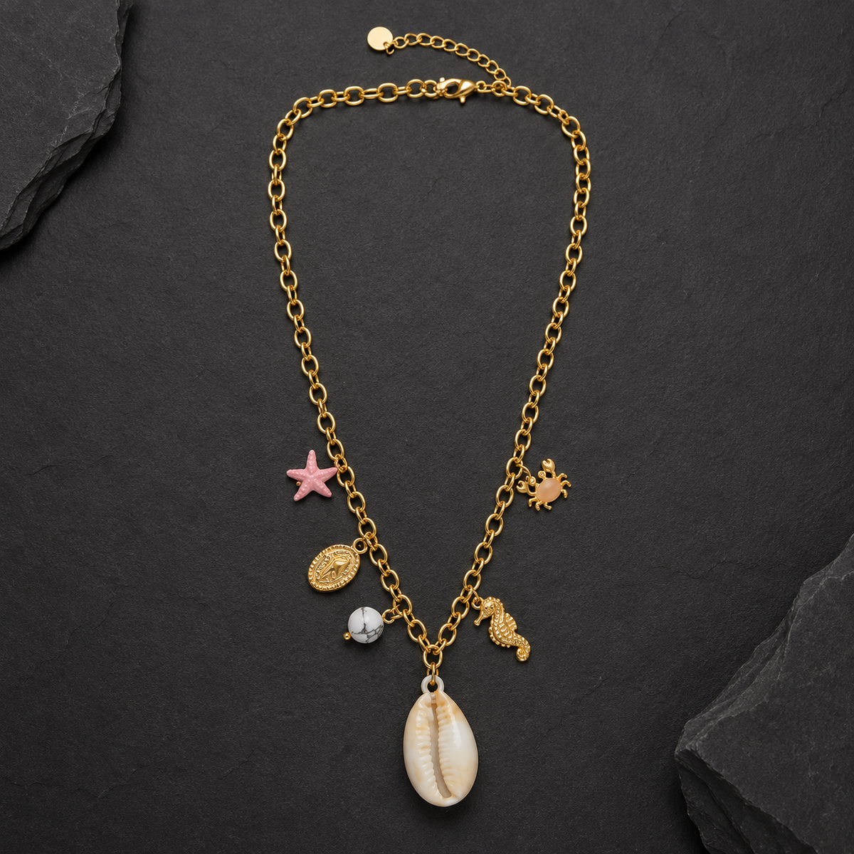 Ocean Muse Charm Gold Necklace