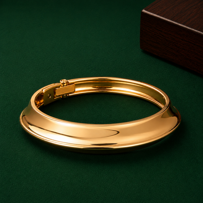 Classic Gold-Tone Hinged Bangle Bracelet for Women | Sleek Minimalist Statement Bracelet