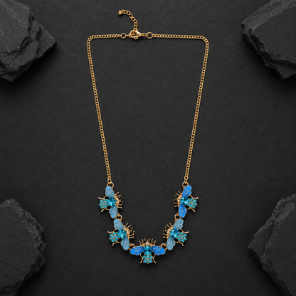 Blue Crystal Bee Statement Necklace