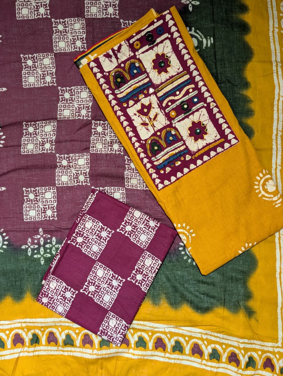 Mustard Yellow Traditional Printed Unstitched Salwar Suit with Designer Dupatta