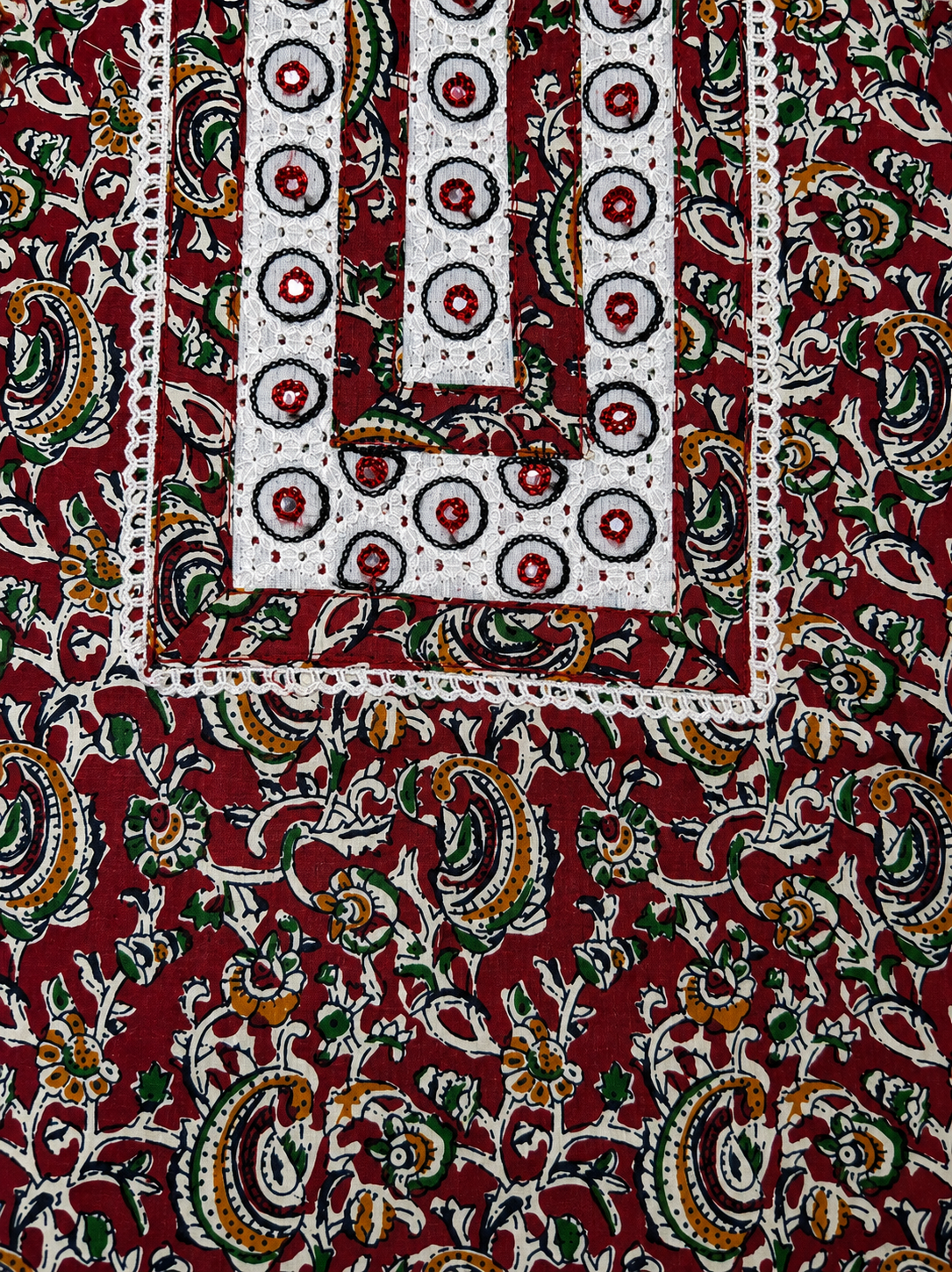 Maroon Floral Print Unstitched Salwar Suit with Ivory Printed Dupatta