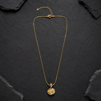 Gold Double Heart Pendant Necklace – Crystal Studded Romantic Charm Necklace