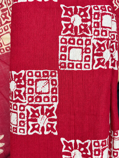 Handcrafted Printed Cotton Suit Set with Artistic Neck Panel & Matching Dupatta
