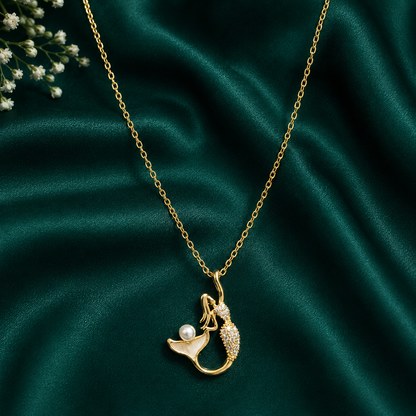 Ocean Pearl Mermaid Pendant Necklace
