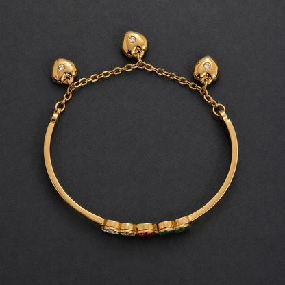Gold Tone Butterfly Charm Bracelet for Women | Multicolor Crystal Designer Adjustable Bangle