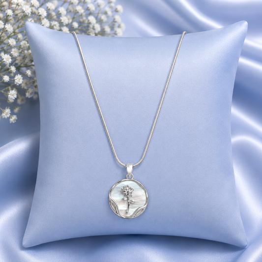 Silver Bloom Rose Pendant Necklace