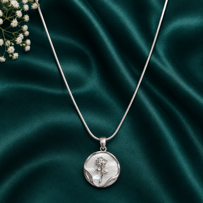 Silver Bloom Rose Pendant Necklace