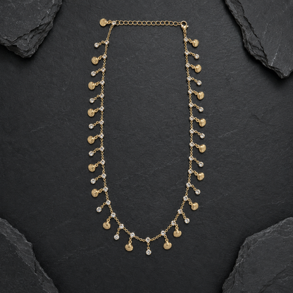 Golden Seashell Charm Crystal Drop Necklace