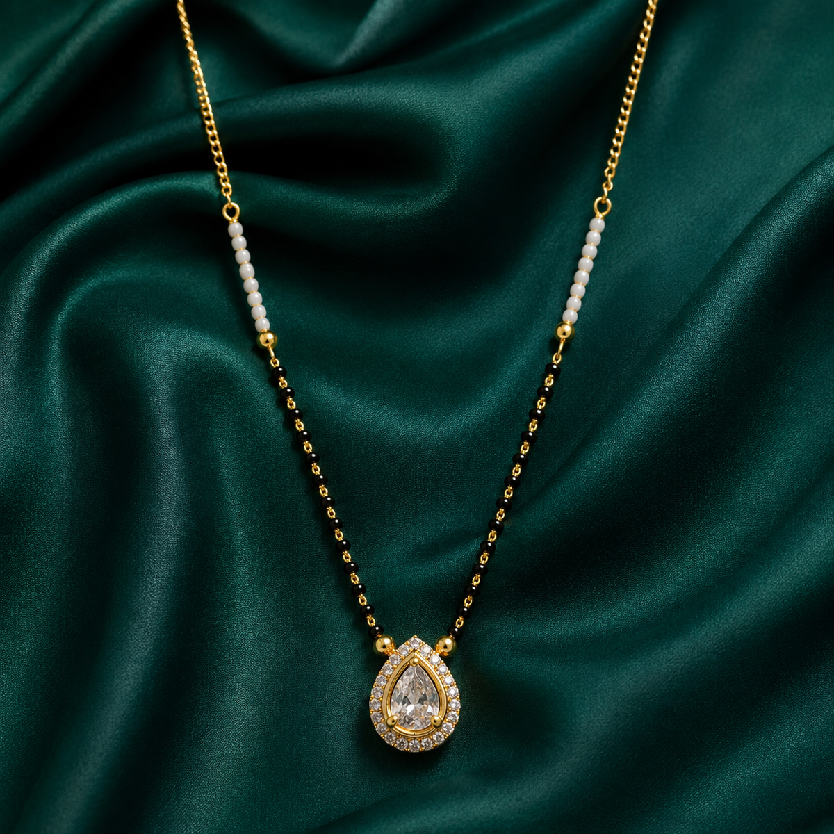 Royal Teardrop Crystal Mangalsutra Necklace