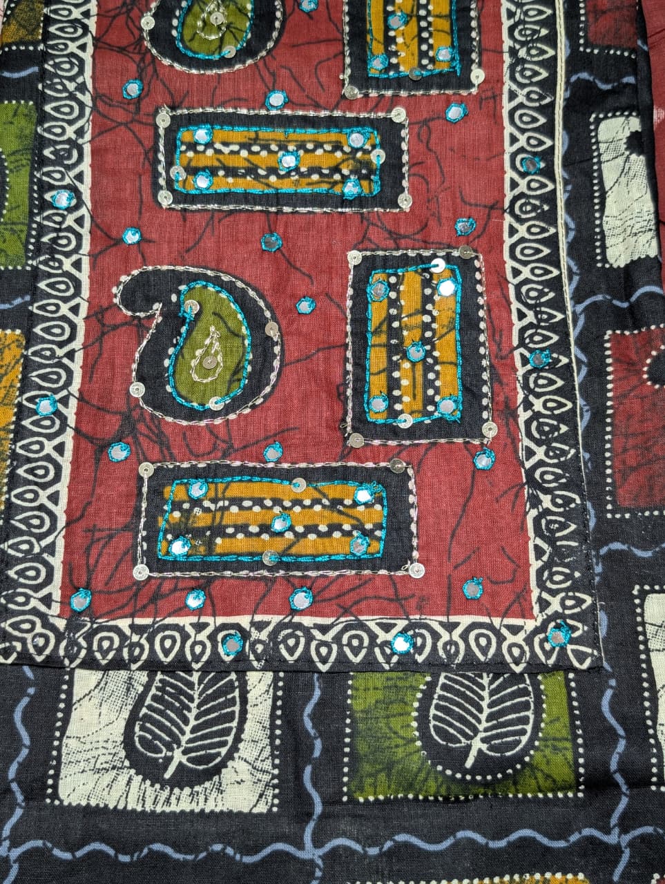 Maroon & Multicolor Tribal Printed Unstitched Suit with Designer Dupatta