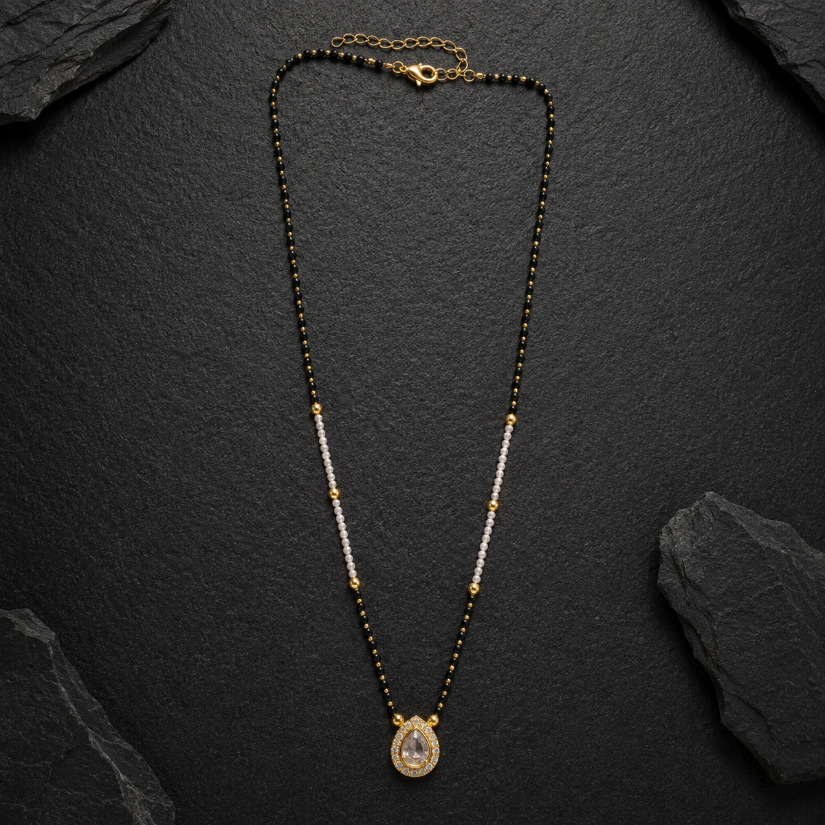 Royal Teardrop Crystal Mangalsutra Necklace