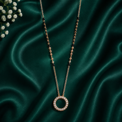 Rose Gold Crystal Circle Mangalsutra Necklace