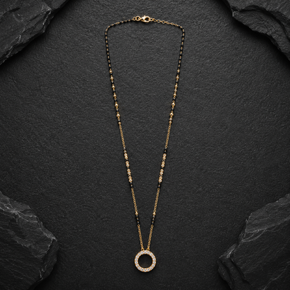 Rose Gold Crystal Circle Mangalsutra Necklace