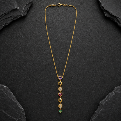 Multicolor Heart Charm Drop Pendant Necklace