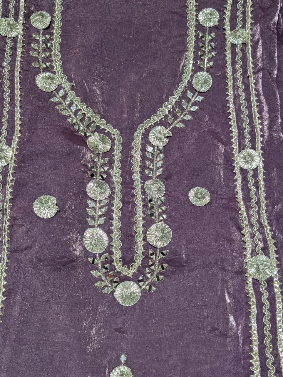 Dusty Mauve Embroidered Unstitched Suit with Shimmer Dupatta