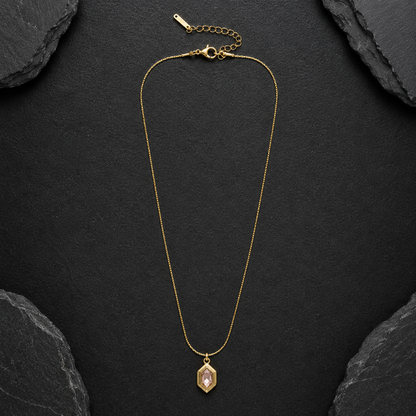 Blush Pink Crystal Geometric Pendant Necklace