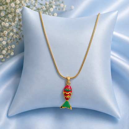 Colorful Enamel Fish Pendant Necklace