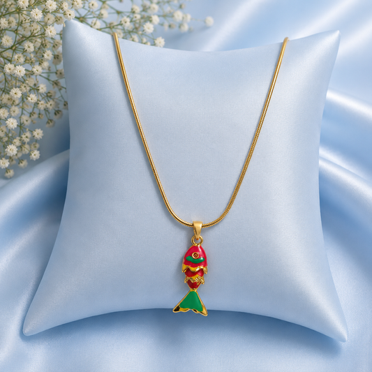Colorful Enamel Fish Pendant Necklace