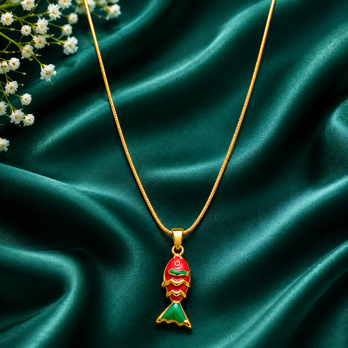 Colorful Enamel Fish Pendant Necklace
