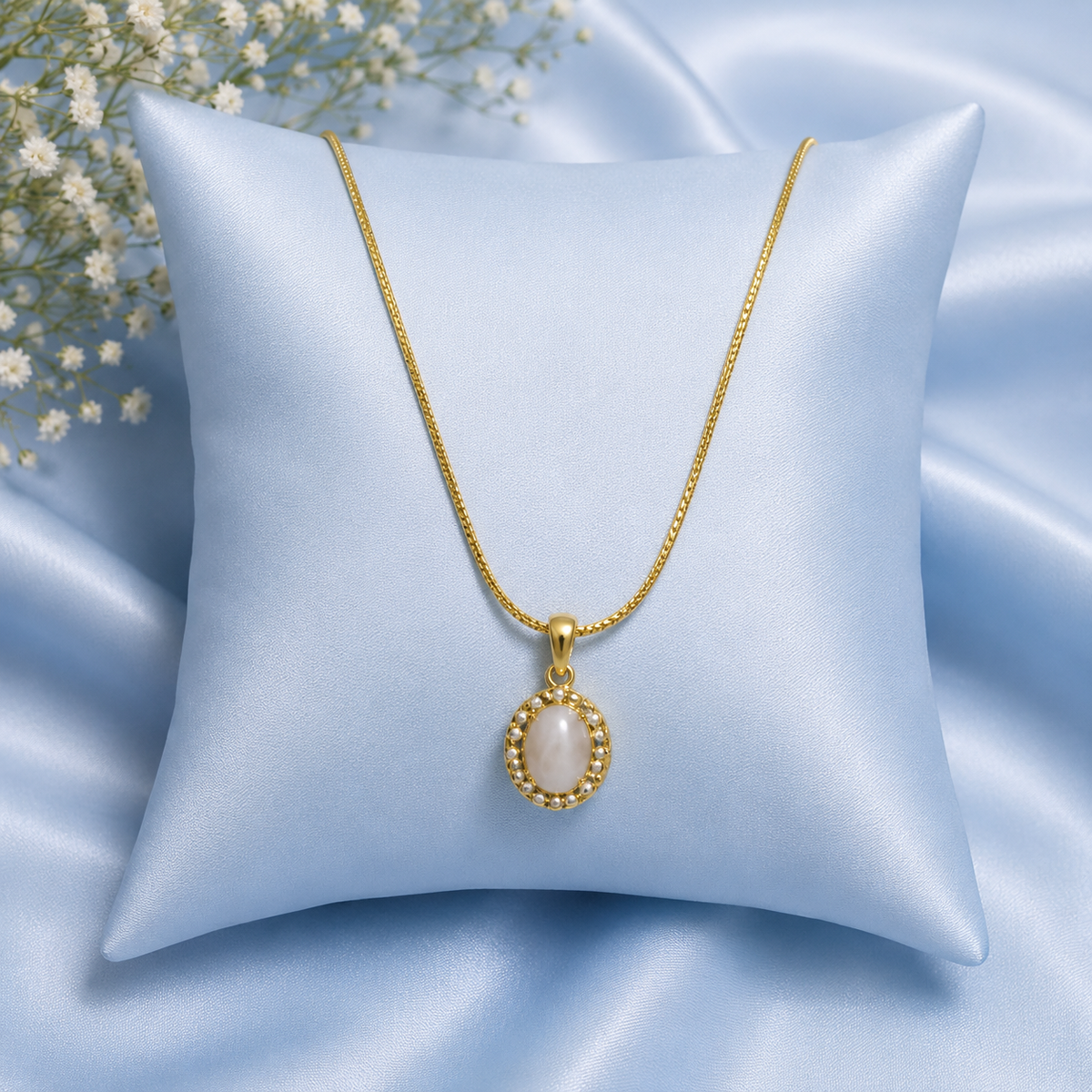 Elegant Pearl Halo Pendant Necklace