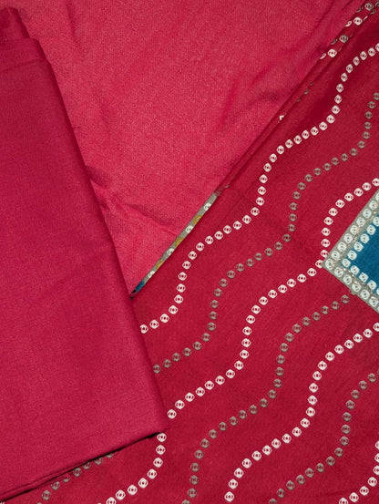 Handcrafted Mirror Work Unstitched Suit Set – 4 Color Variants