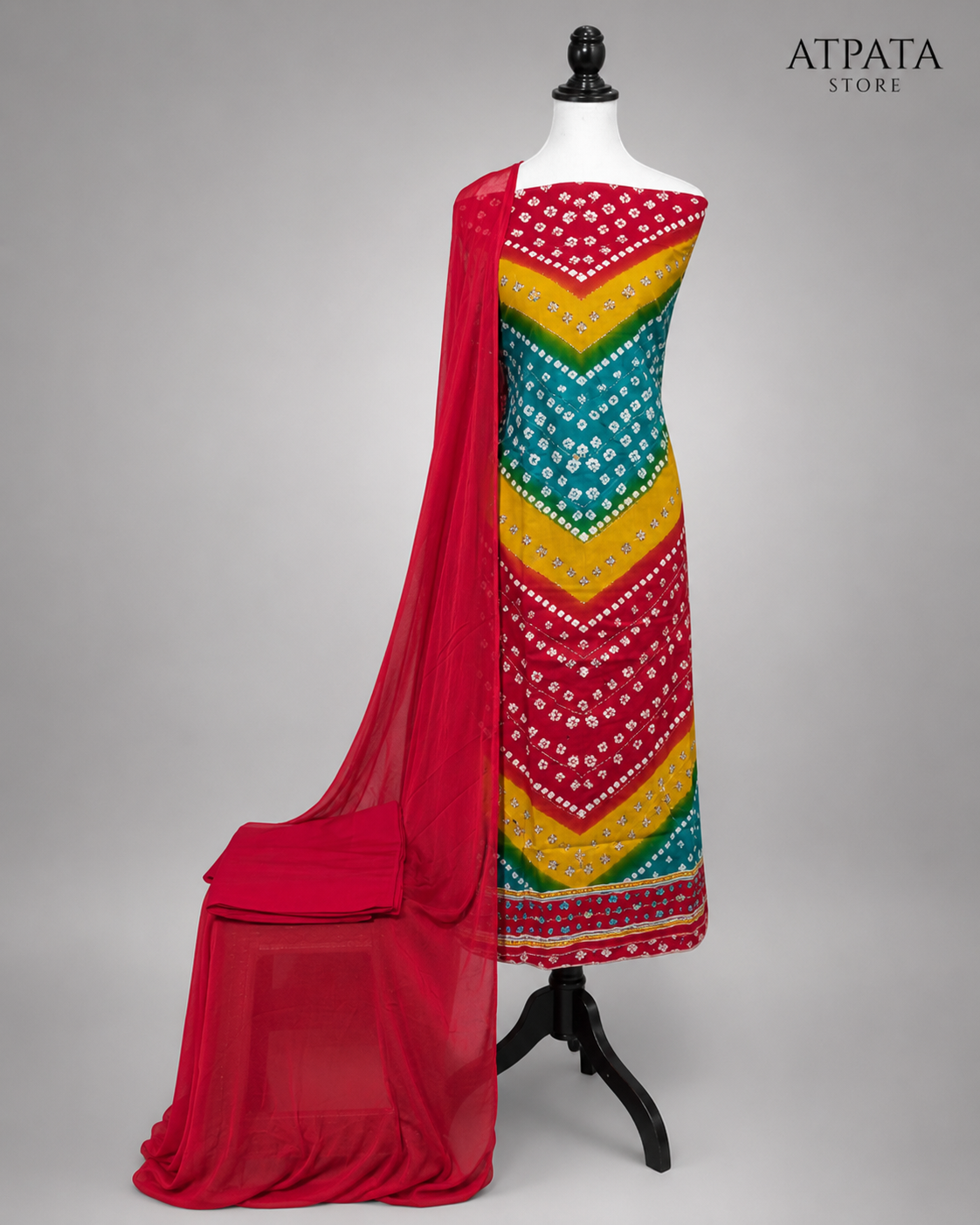 Saavan Special Bandhani Print Unstitched Suit Set with Dupatta – 5 Color Variants