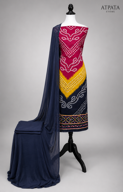Saavan Special Bandhani Print Unstitched Suit Set with Dupatta – 5 Color Variants