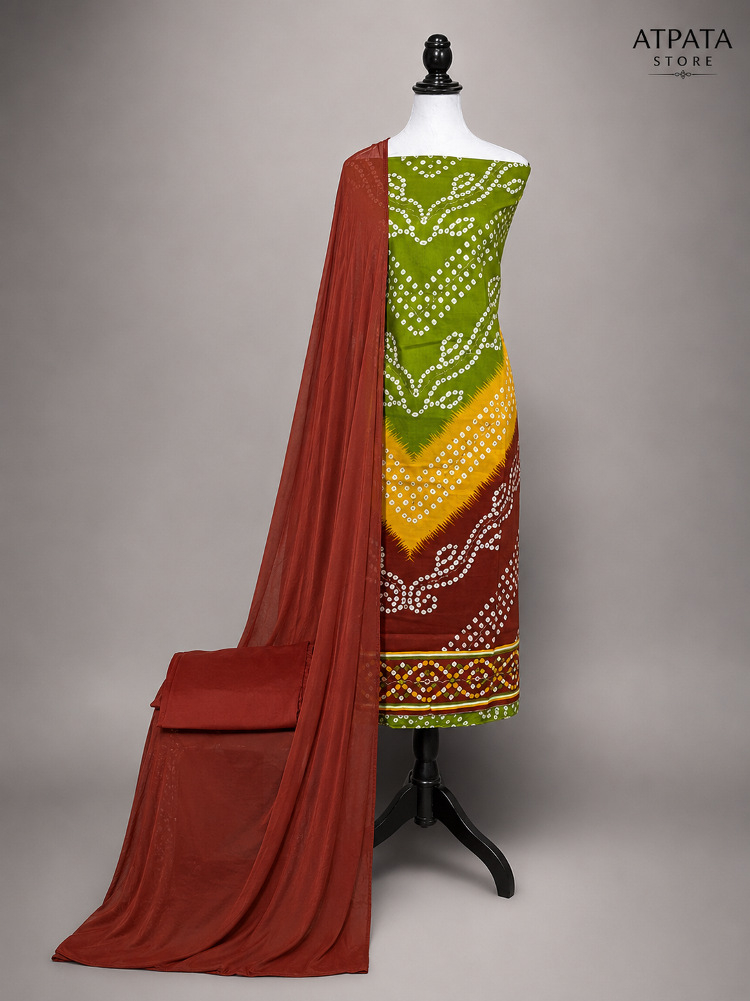Saavan Special Bandhani Print Unstitched Suit Set with Dupatta – 5 Color Variants