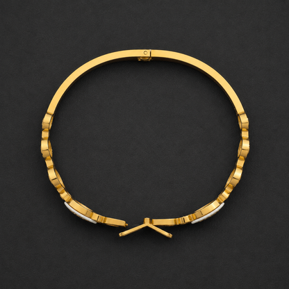 Luxury Gold-Tone Butterfly Bangle Bracelet with Crystal Circle Accents