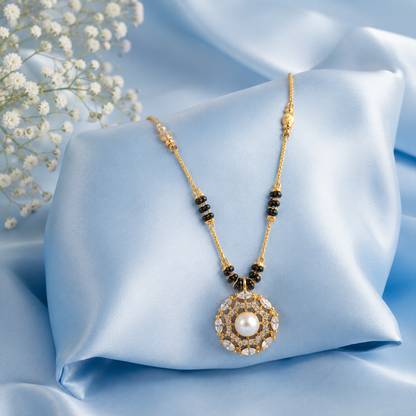 Royal Pearl Floral Pendant Mangalsutra Necklace